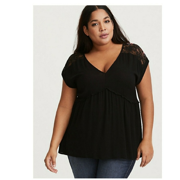 torrid Tops - 🌹Torrid Black Embroidered Lace Woven Babydoll 2X